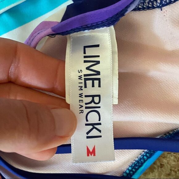 LIME‎ Ricki purple color block strappy tankini swim top - Picture 5 of 8